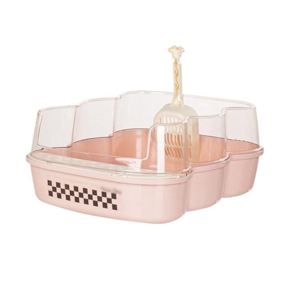 Extra Large Semi-Closed Cat Litter Box with Scoop Pink L856501