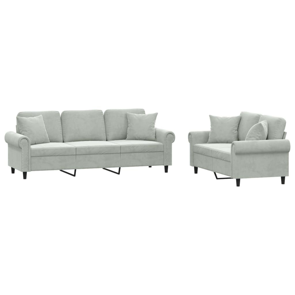 Light Gray Velvet 2 Piece Sofa Set Z55897