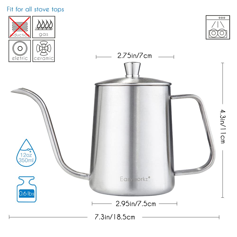 12 oz Stainless Steel French Press and Gooseneck Pour Over Kettle T99140