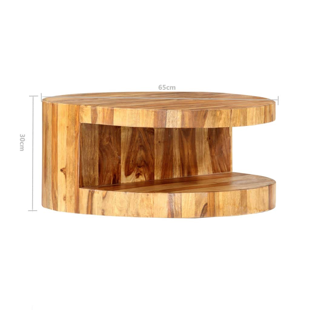 Round Coffee Table 25.6"x11.8" Solid Sheesham Wood B687170