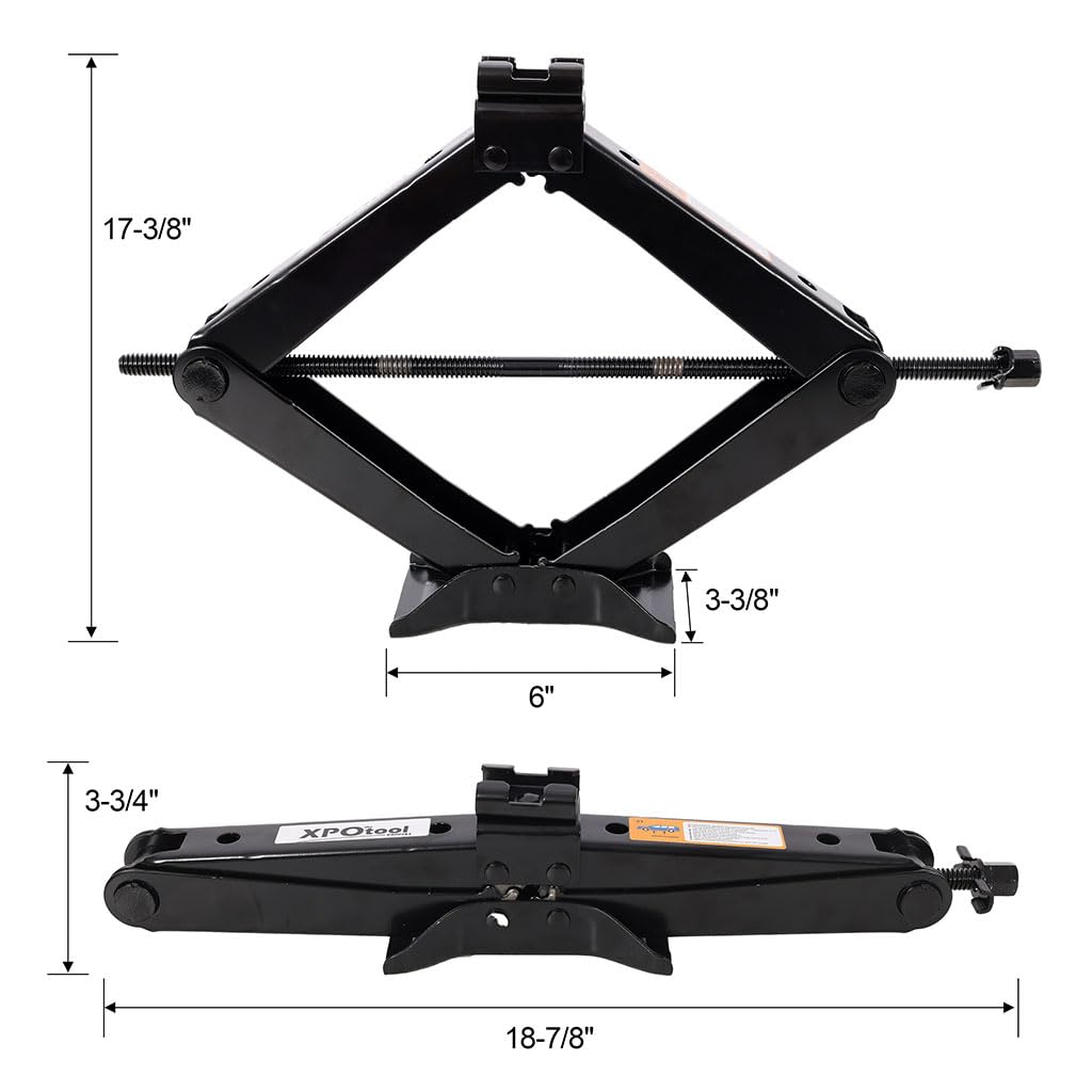 3 Ton Scissor Car Jack, 6614 LBS Heavy Duty Tire Changing Kit with Lug Wrench, Ratchet Wrench, Sockets, Work Gloves, Tire Pressure Gauge and Storage Bag O701776