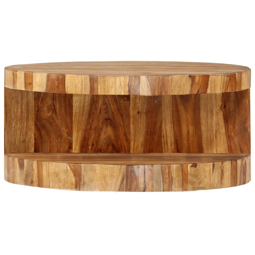 Round Coffee Table 25.6"x11.8" Solid Sheesham Wood B687170
