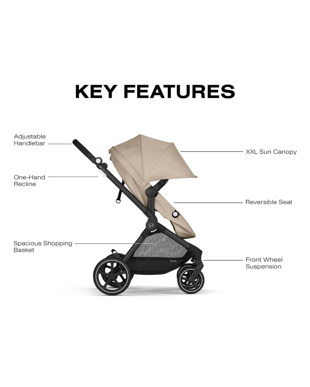 2-in-1 Baby Stroller + Car Seat Combo Almond Beige V48348