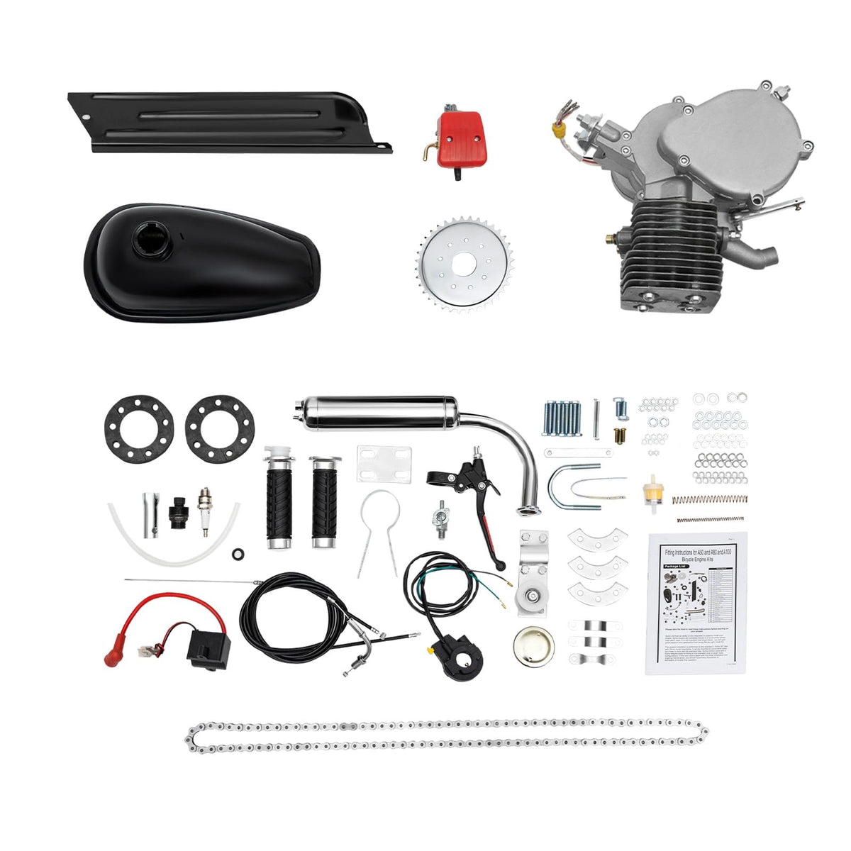 2-Stroke Bicycle Engine Motor Kit with CDI Ignition and 44-Tooth Sprocket U798