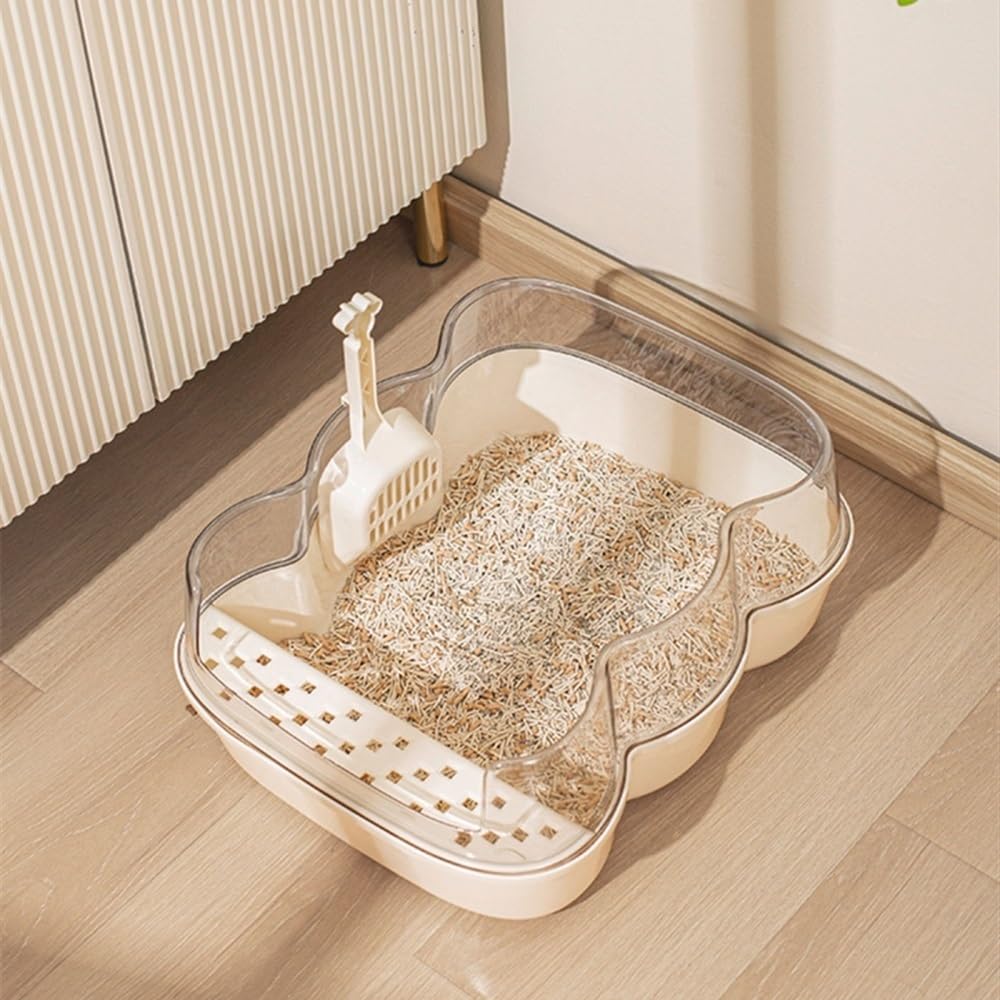 Extra Large Semi-Closed Cat Litter Box with Scoop Pink L856501