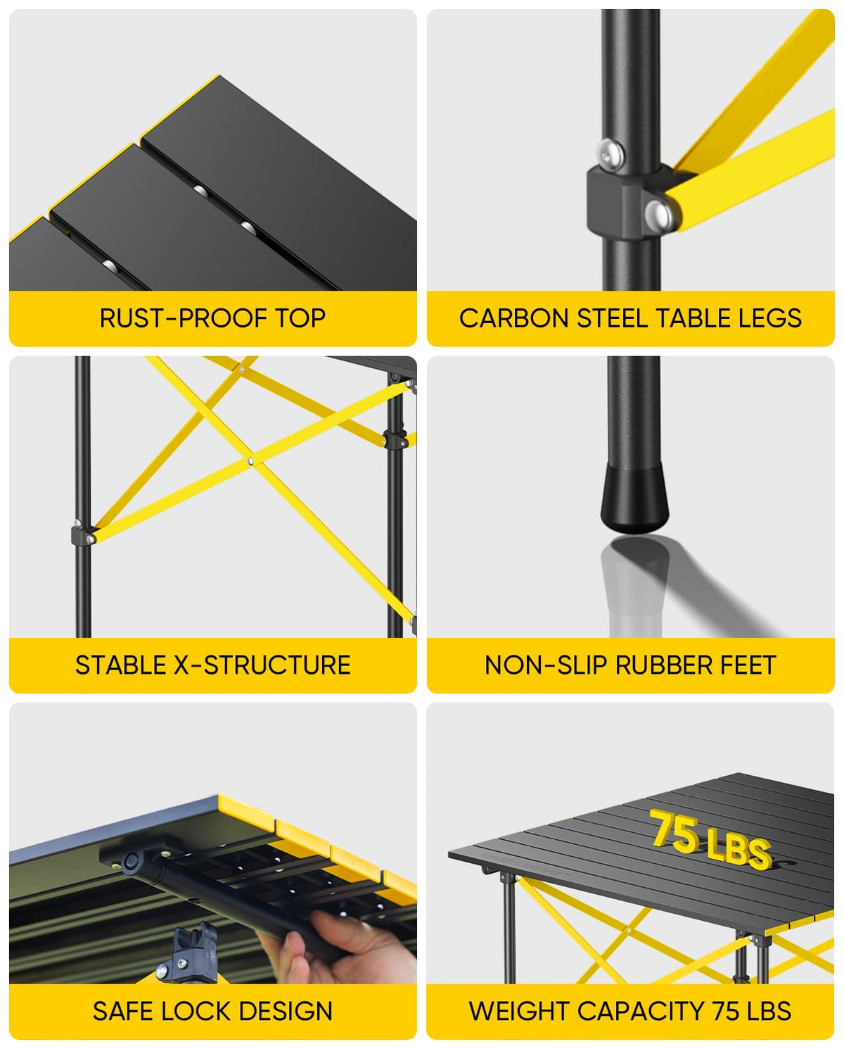 Portable Folding Aluminum Camping Table with Carry Bag C975352