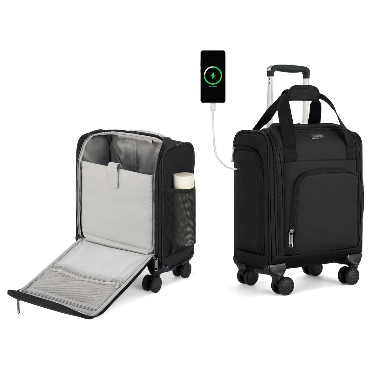 Black 16-inch Underseat Carry On Luggage with Wheels H993932