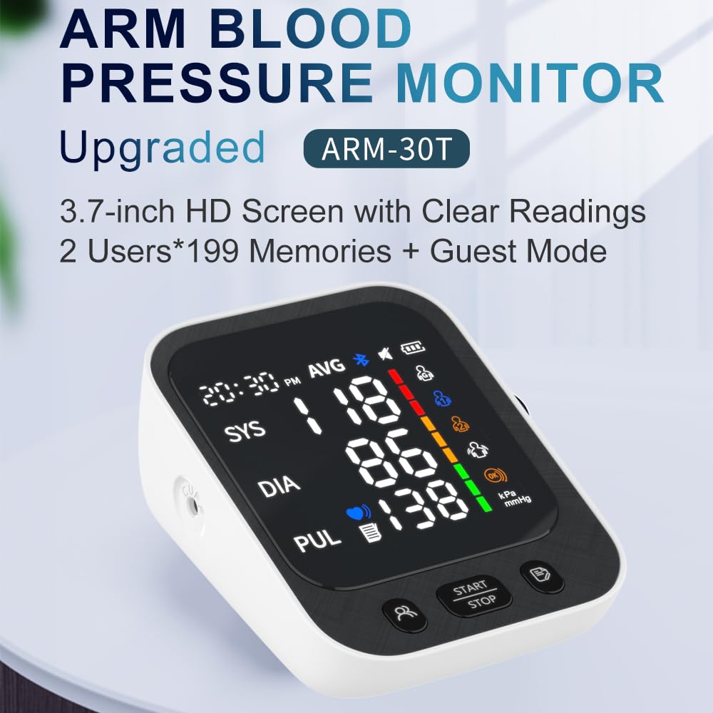 Automatic Upper Arm Blood Pressure Monitor with Large LED Screen and Adjustable Cuff A73690