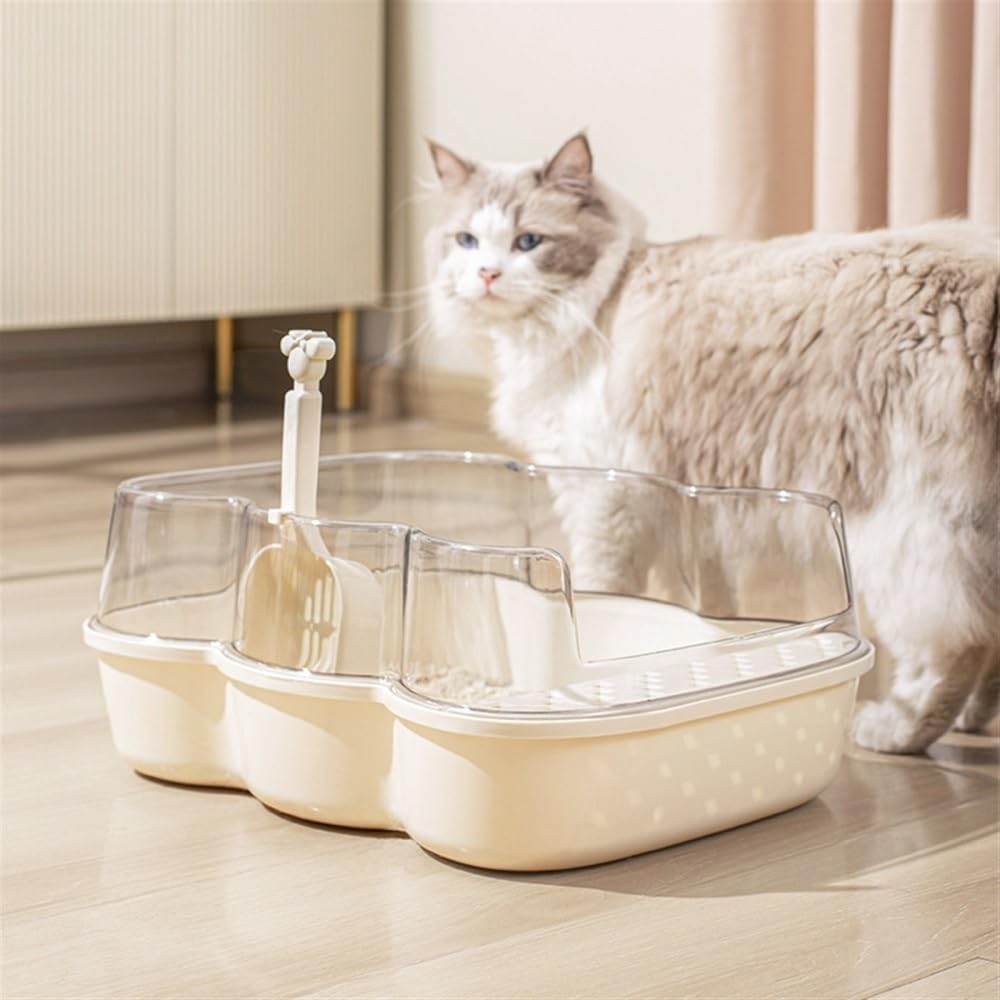 Extra Large Semi-Closed Cat Litter Box with Scoop Pink L856501
