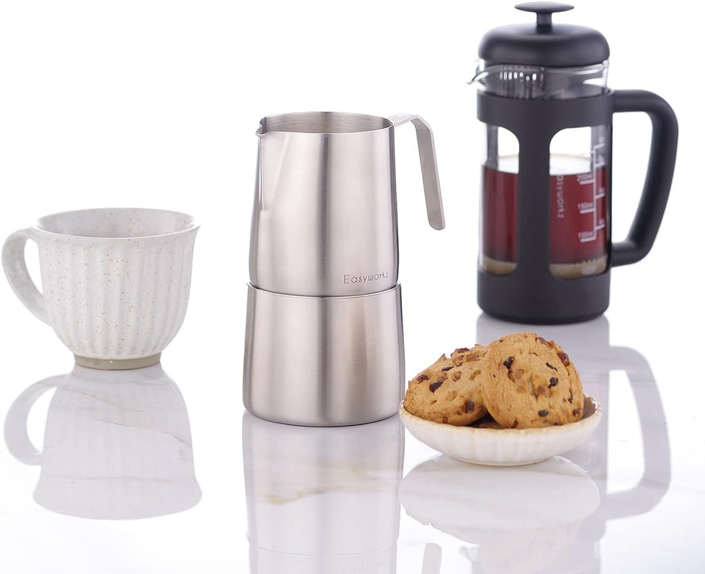 34 oz Stainless Steel French Press and Creamer Sugar Bowl Set A19890