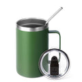 16oz Insulated Stainless Steel Coffee Mug with Lid and Straw I9069