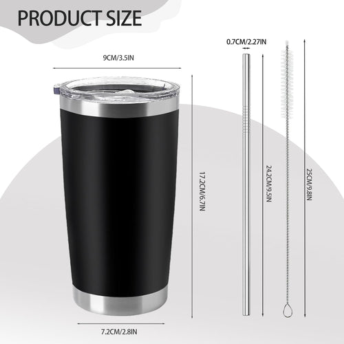 12 Pieces Insulated Stainless Steel Tumbler with Lid and Straw J7043
