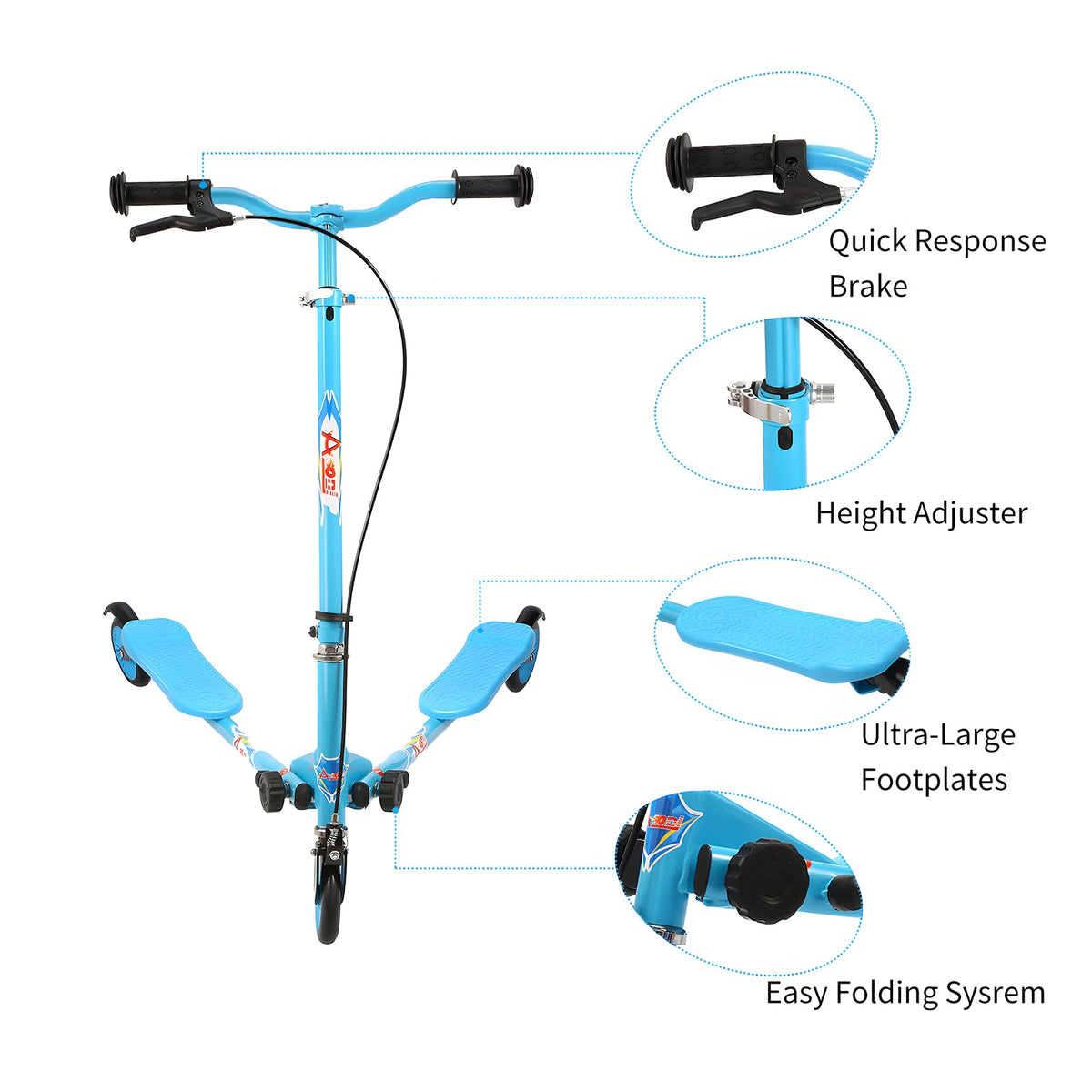 3 Wheels Drifting Scooter with Adjustable Height & Foldable D484352