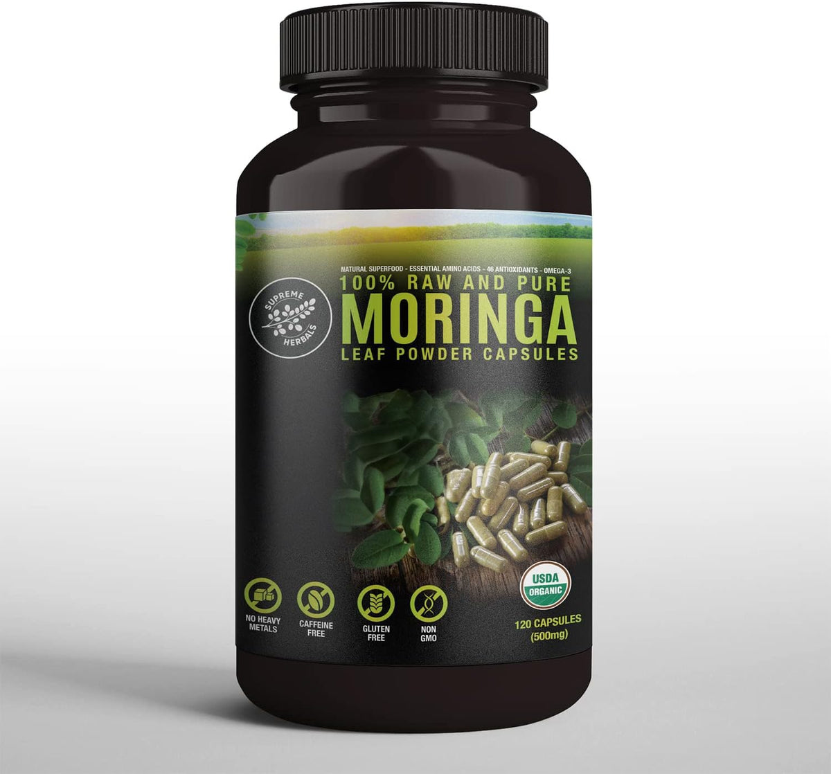 Organic Moringa Leaf Powder Capsules 500mg 120 Capsules Q257252