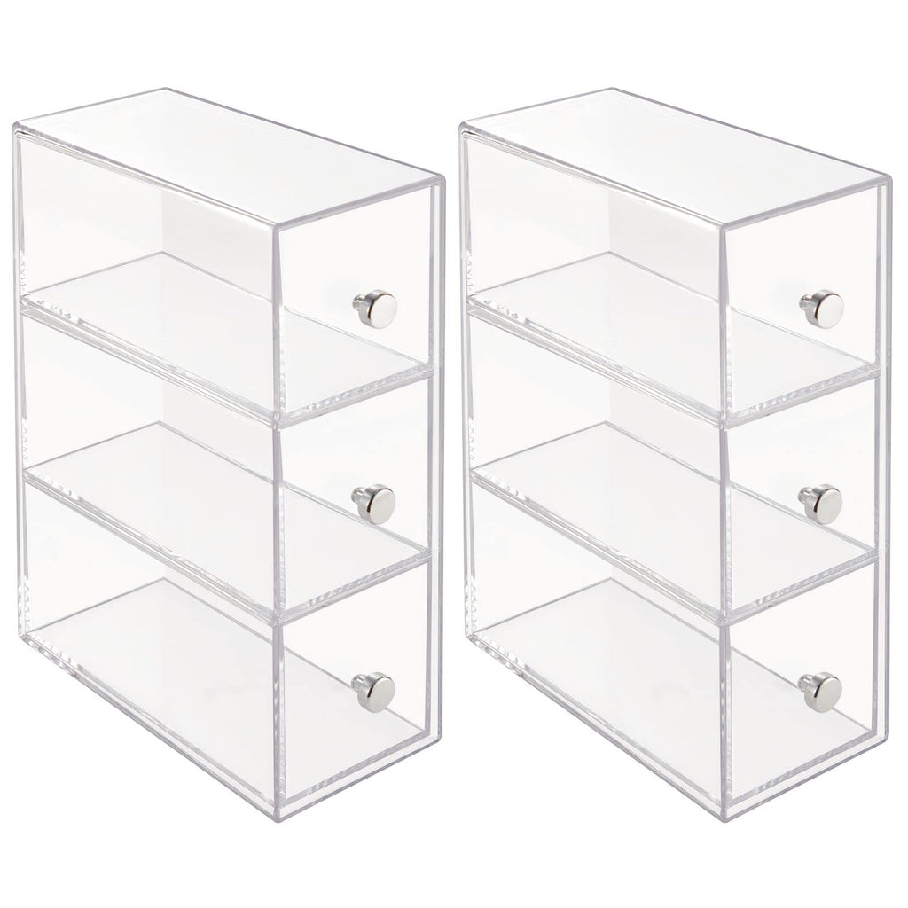 Clear 3 Drawer Plastic Stackable Desktop Organizer, 2 Pack R437