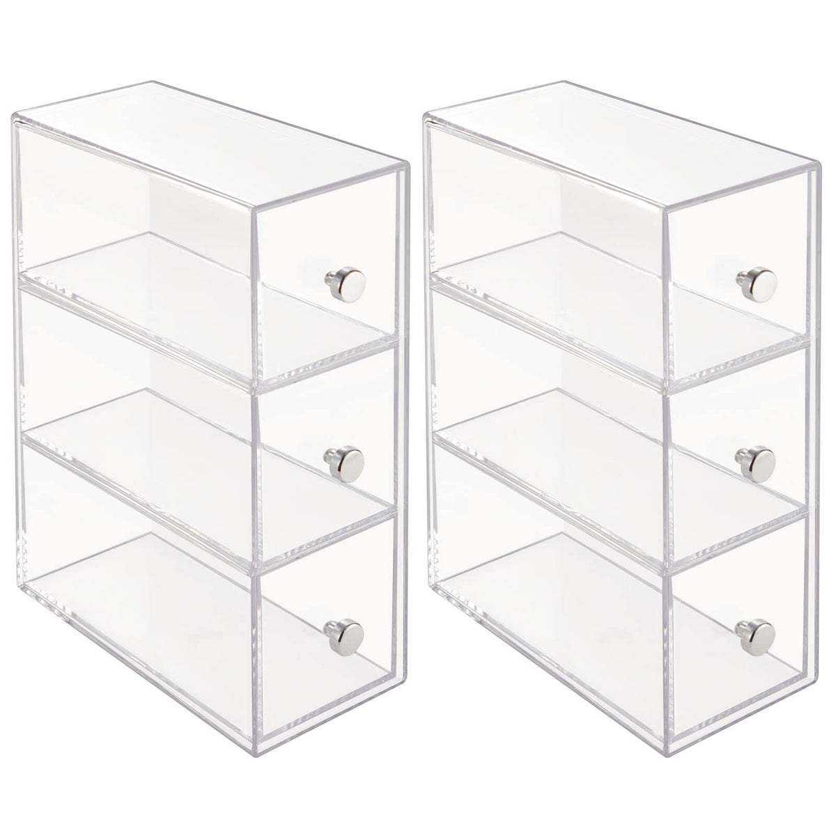 Clear 3 Drawer Plastic Stackable Desktop Organizer, 2 Pack R437