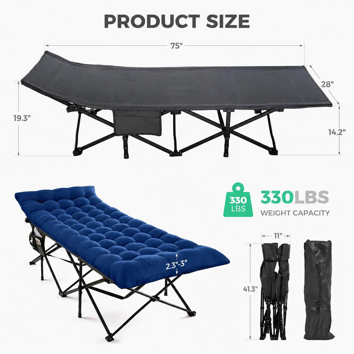 Folding Camping Cot with Mattress C867867