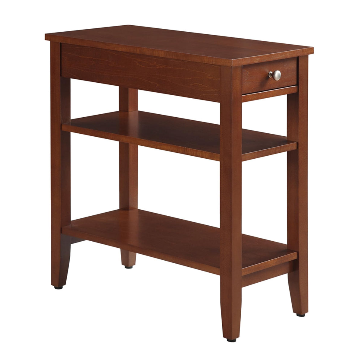 Cherry Chairside End Table with Storage Drawer & Shelves F774