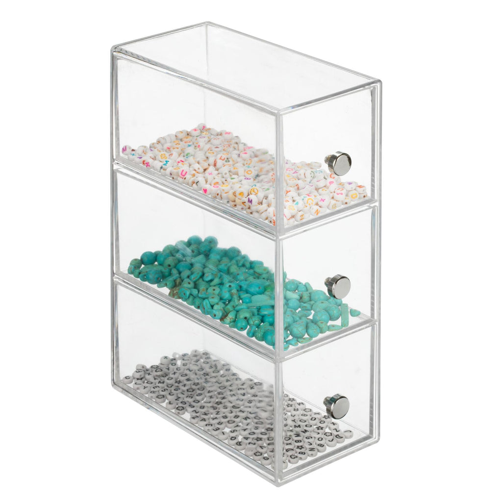 Clear 3 Drawer Plastic Stackable Desktop Organizer, 2 Pack R437