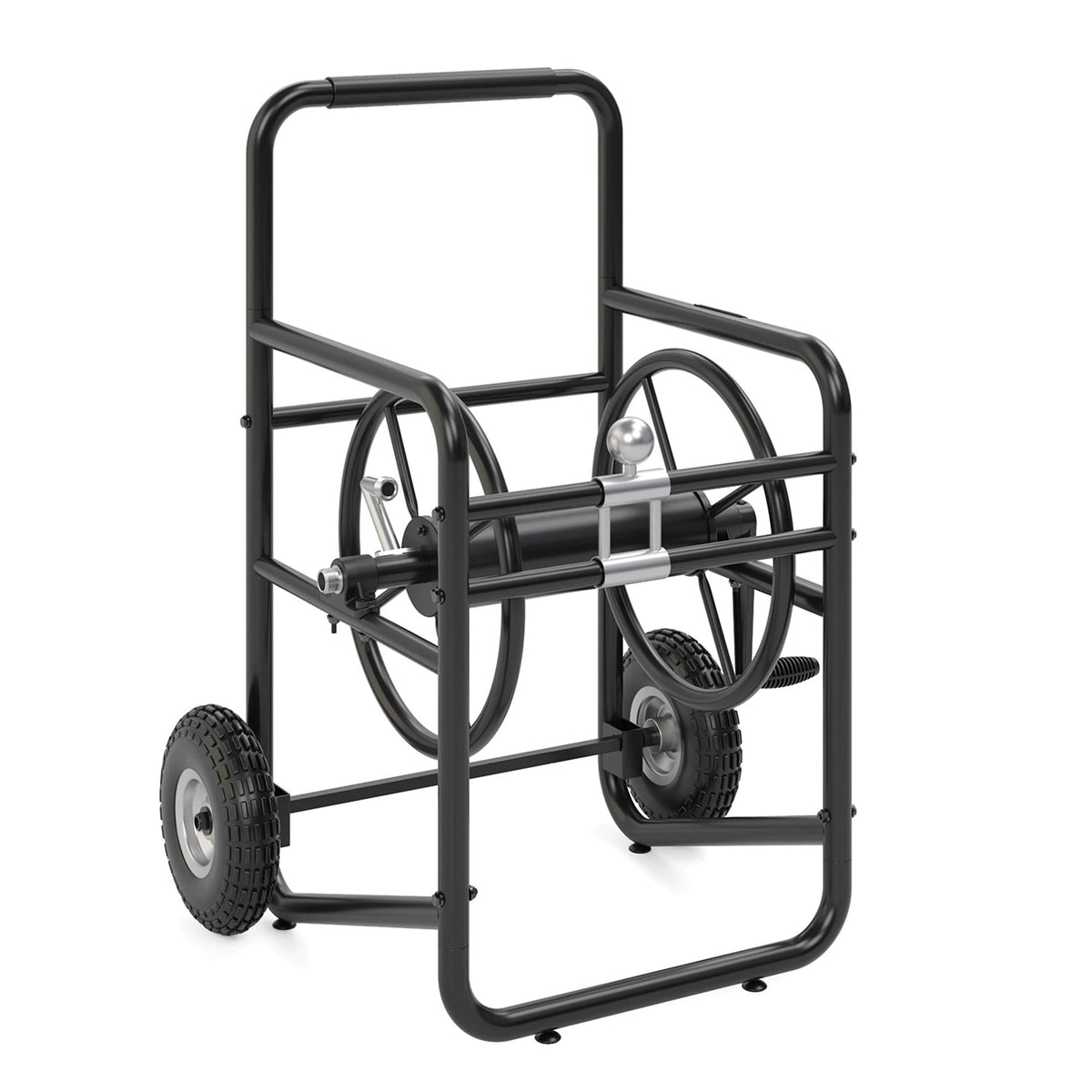 200' Steel Garden Hose Reel Cart with Flat-Free Rubber Tires R75338