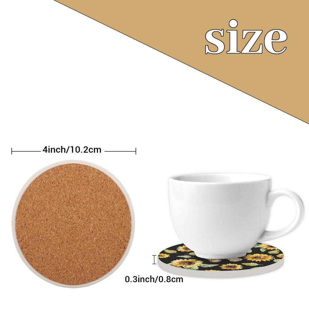 Round Absorbent Ceramic Coasters Set of 4 D724420