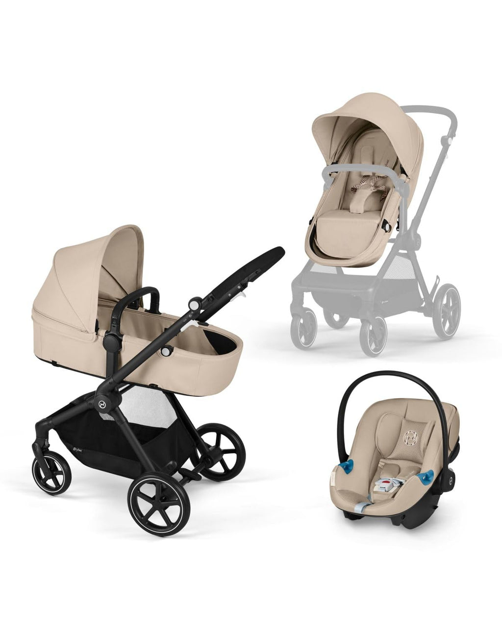 2-in-1 Baby Stroller + Car Seat Combo Almond Beige V48348