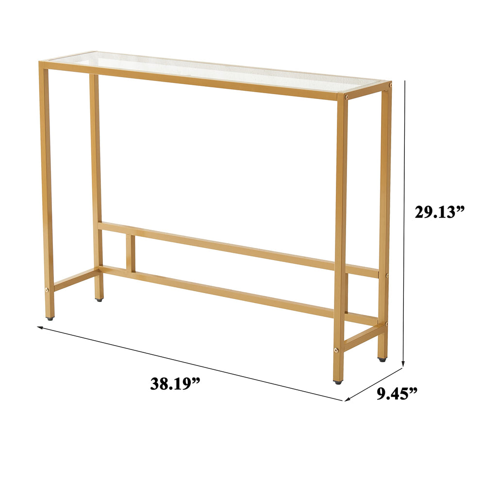 Small Modern Console Table Tempered Glass Metal Frame Z9835