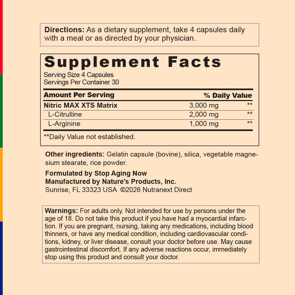 Nitric Oxide Supplement 120 Capsules with L-Citrulline and L-Arginine U6427