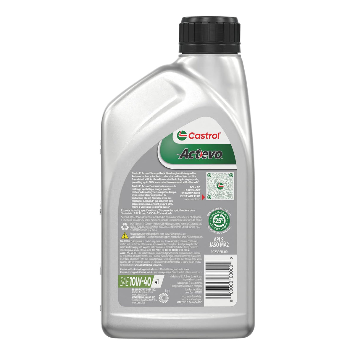 10W-40 Synthetic Blend Motorcycle Oil, 1 Quart, Pack of 6 S56050