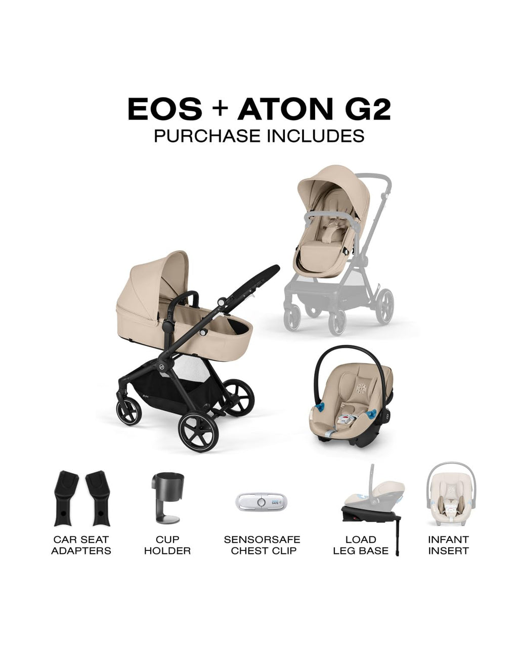 2-in-1 Baby Stroller + Car Seat Combo Almond Beige V48348