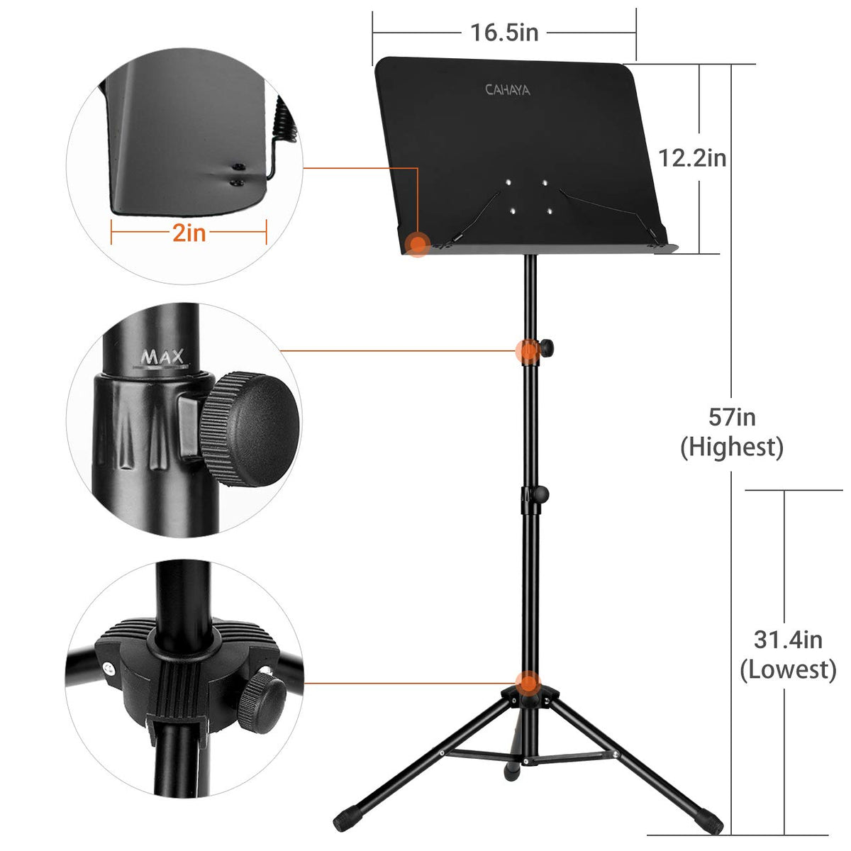 Adjustable Black Sheet Music Stand W98356