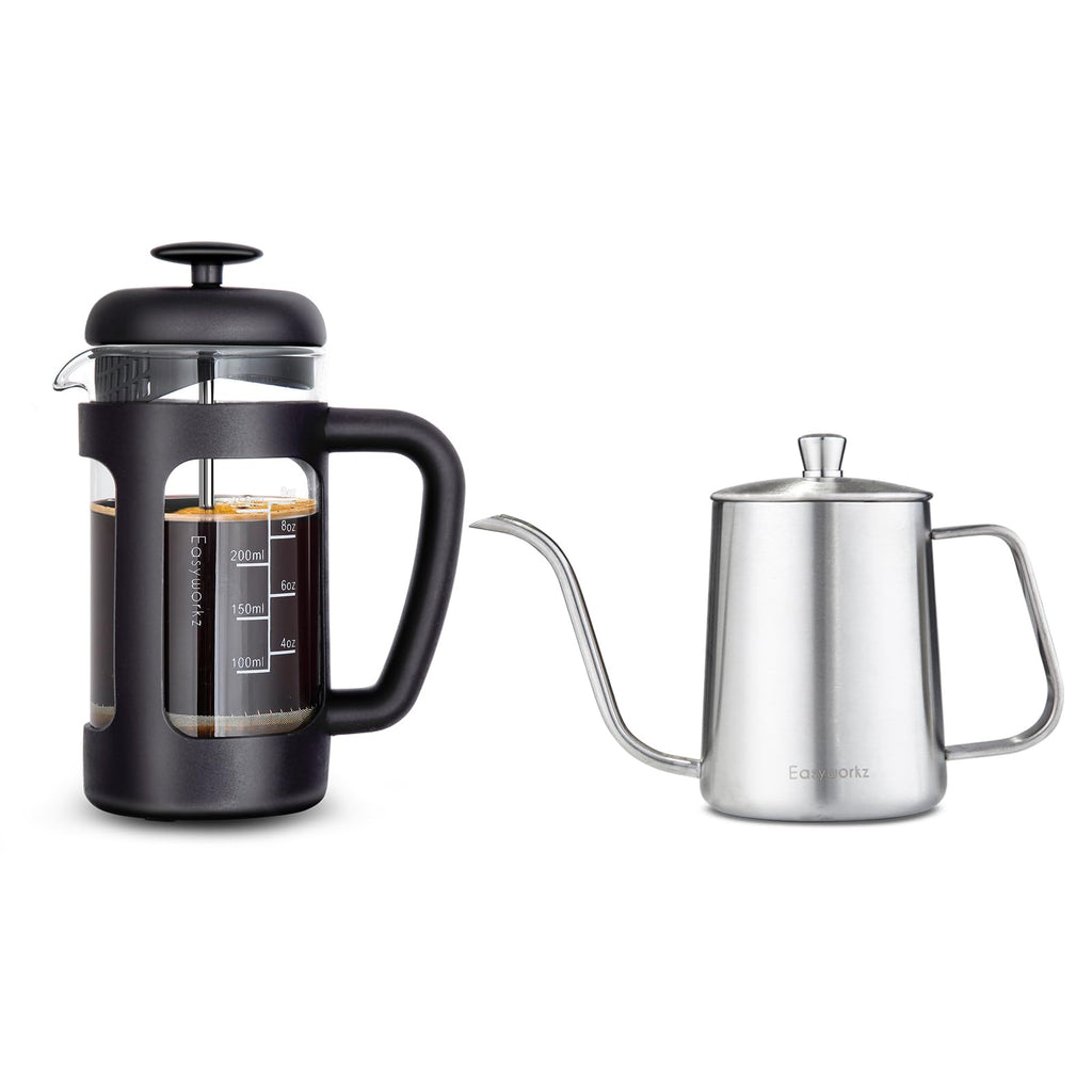 12 oz Stainless Steel French Press and Gooseneck Pour Over Kettle T99140