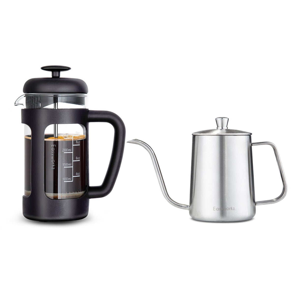 12 oz Stainless Steel French Press and Gooseneck Pour Over Kettle T99140