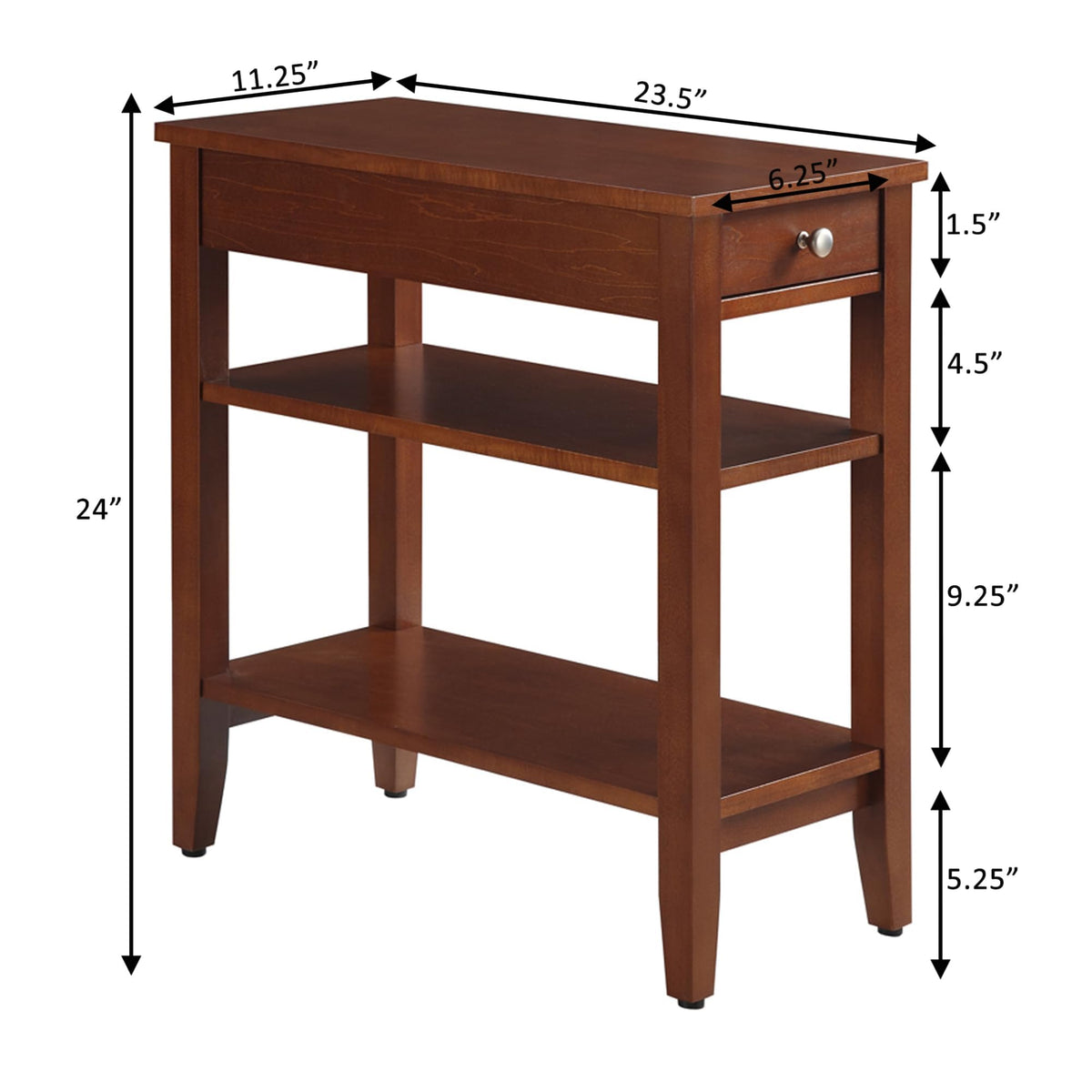 Cherry Chairside End Table with Storage Drawer & Shelves F774