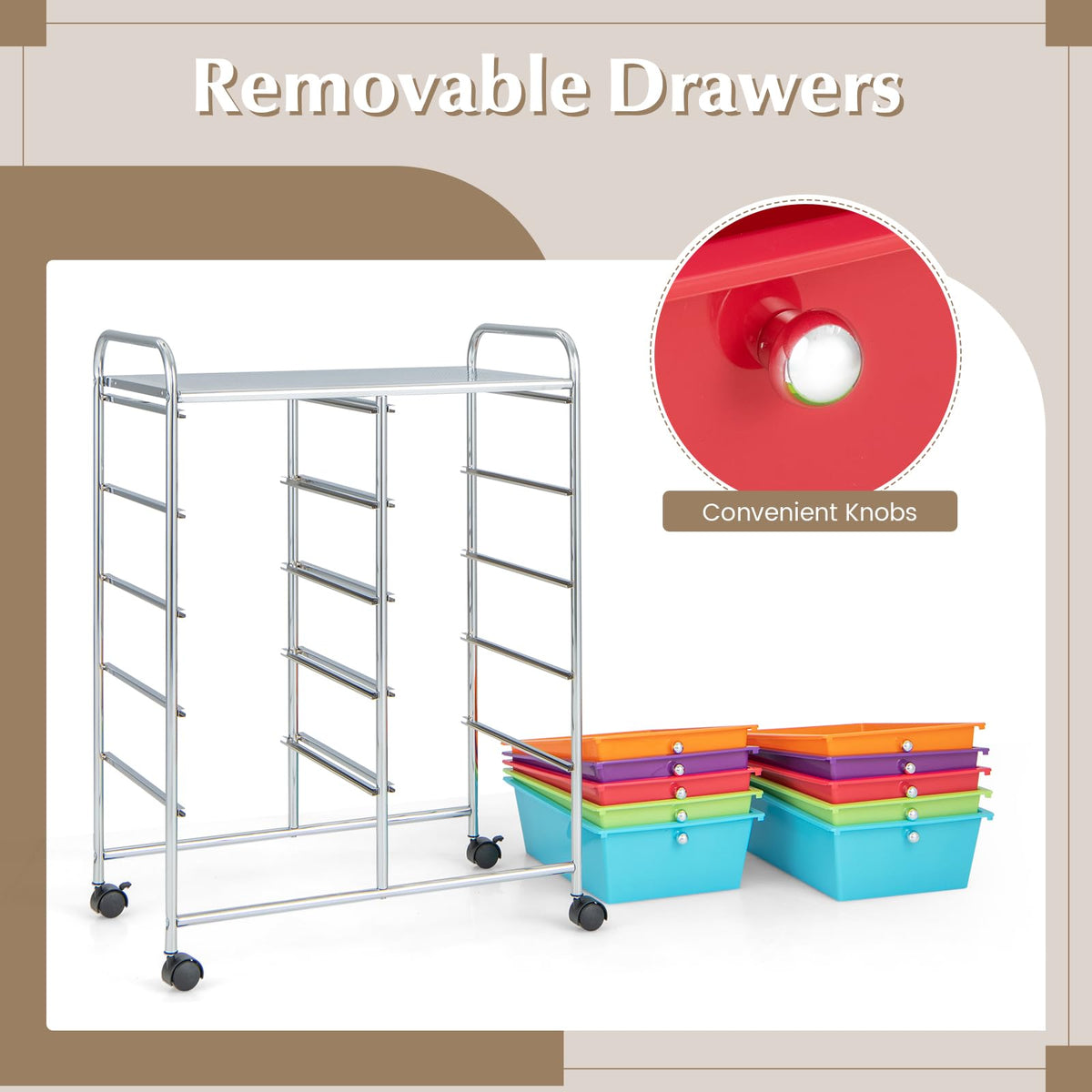 10 Drawer Rolling Storage Cart with Wheels V22920