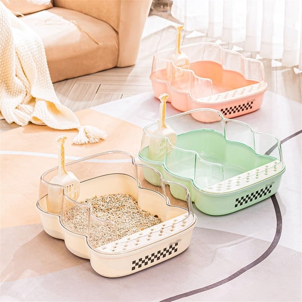 Extra Large Semi-Closed Cat Litter Box with Scoop Pink L856501