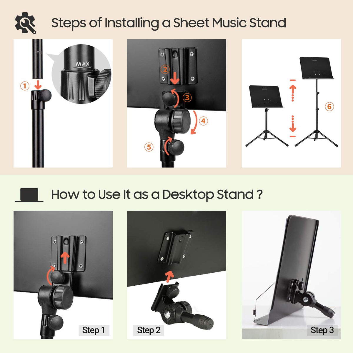 Adjustable Black Sheet Music Stand W98356