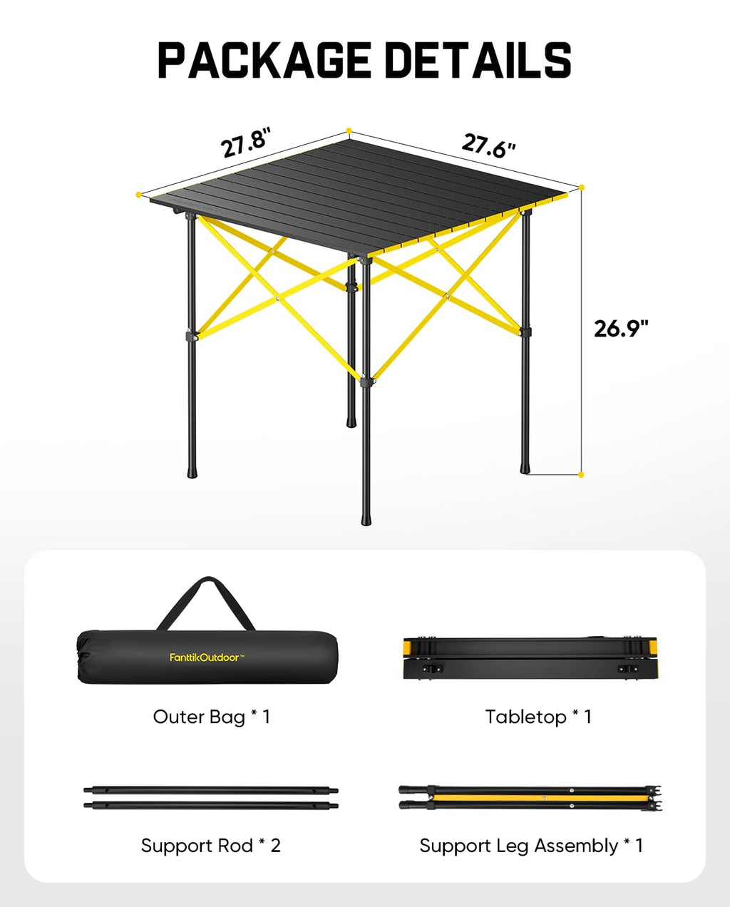Portable Folding Aluminum Camping Table with Carry Bag C975352