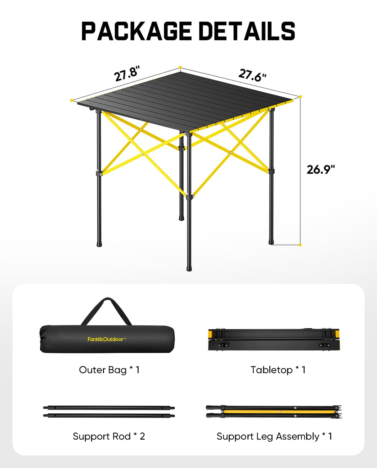 Portable Folding Aluminum Camping Table with Carry Bag C975352
