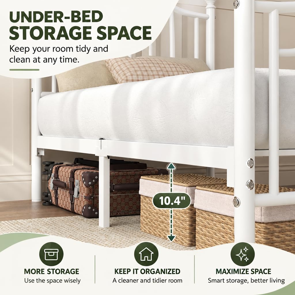 Twin Size Bed Frame with Victorian Headboard & Footboard E6291