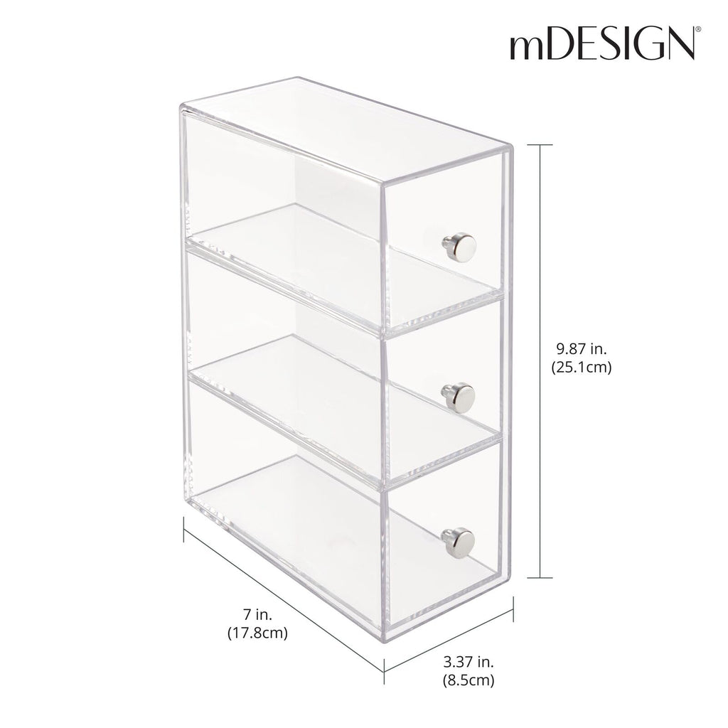 Clear 3 Drawer Plastic Stackable Desktop Organizer, 2 Pack R437