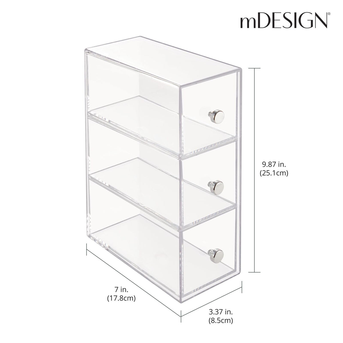 Clear 3 Drawer Plastic Stackable Desktop Organizer, 2 Pack R437