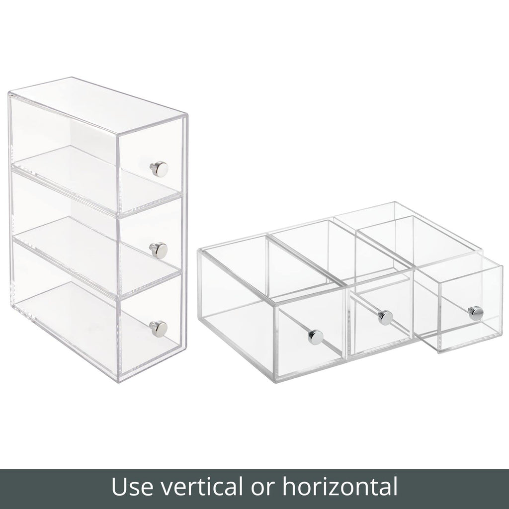 Clear 3 Drawer Plastic Stackable Desktop Organizer, 2 Pack R437