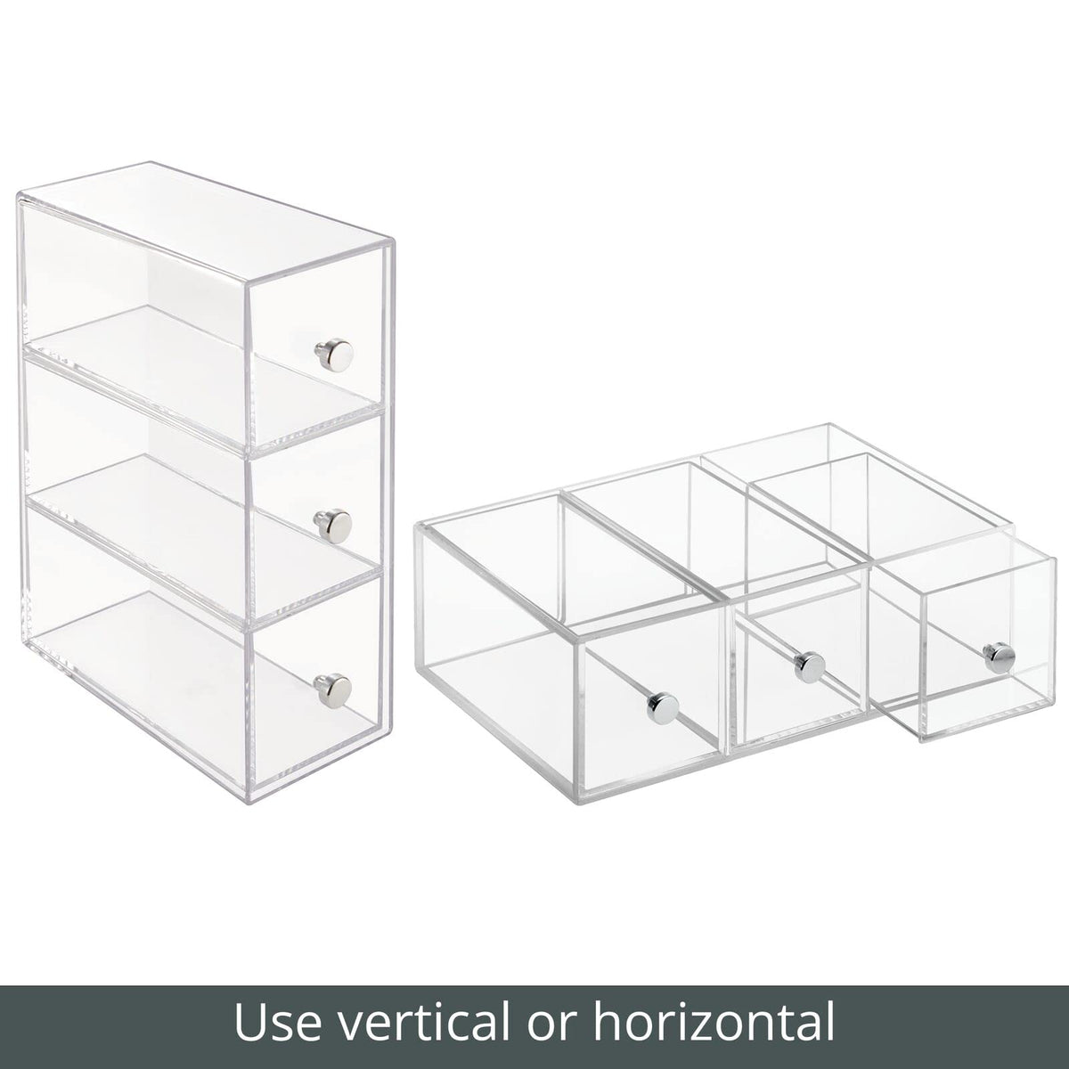 Clear 3 Drawer Plastic Stackable Desktop Organizer, 2 Pack R437