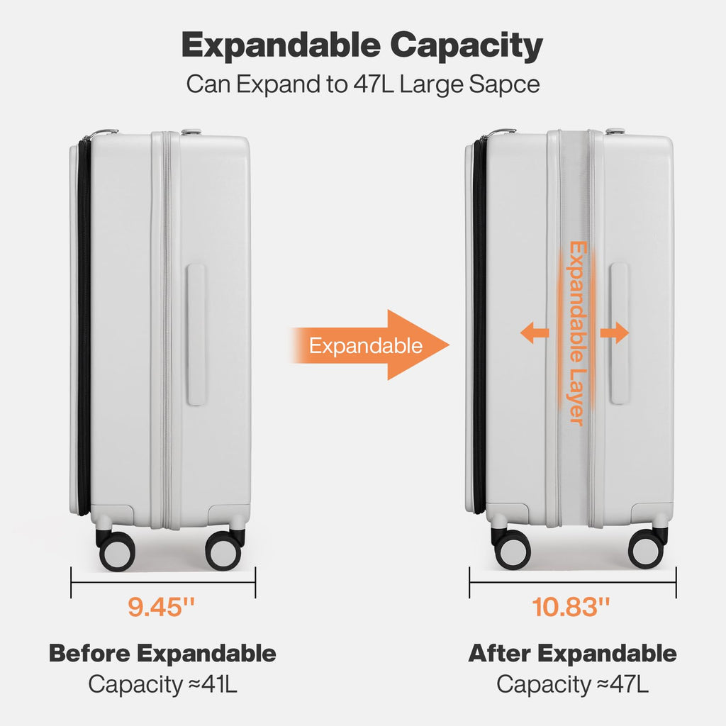 20 Inch Expandable PC Hard Shell Carry On Luggage with Spinner Wheels & TSA Lock S309