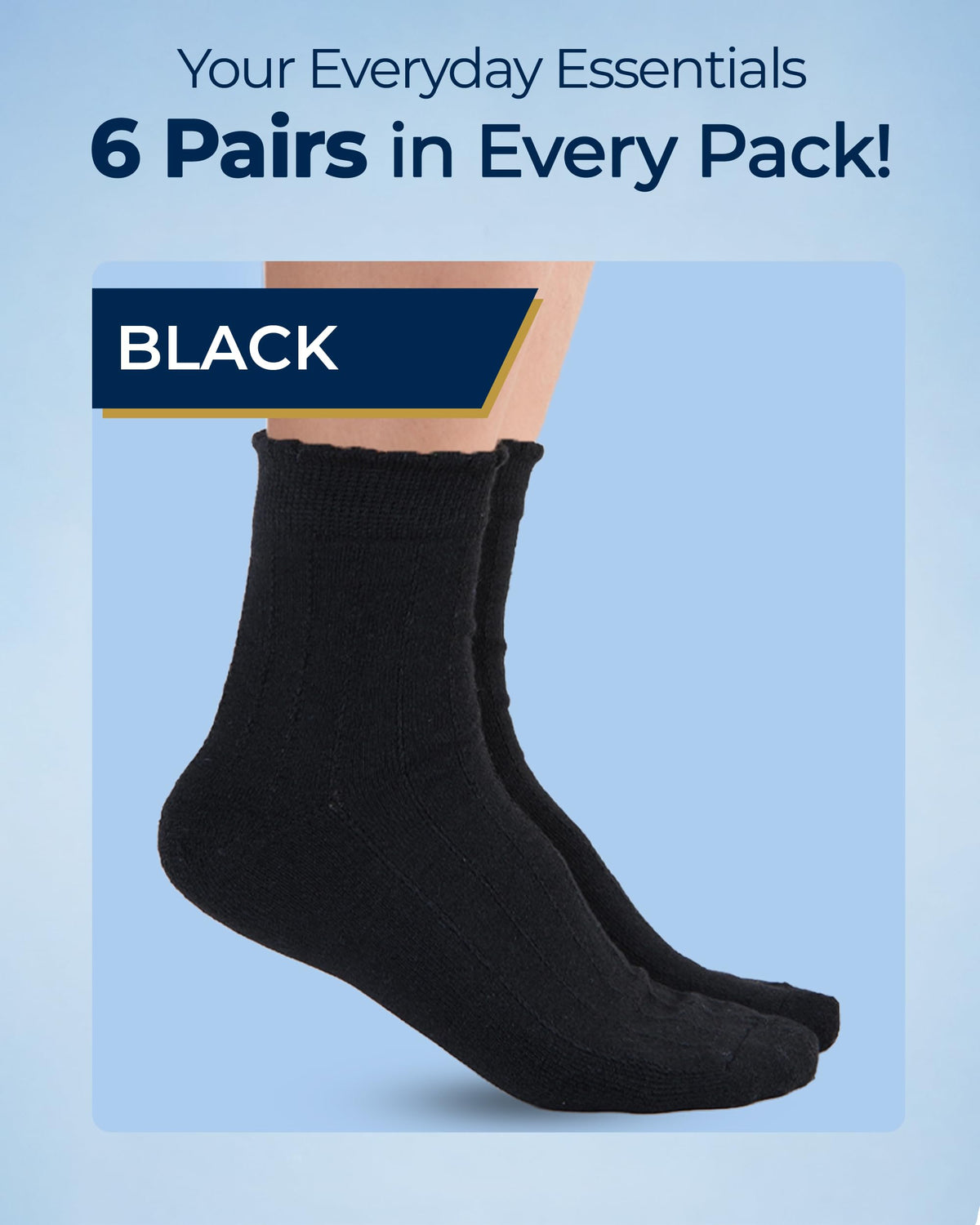 Knit Bamboo Viscose Diabetic Socks 6 Pairs X3741