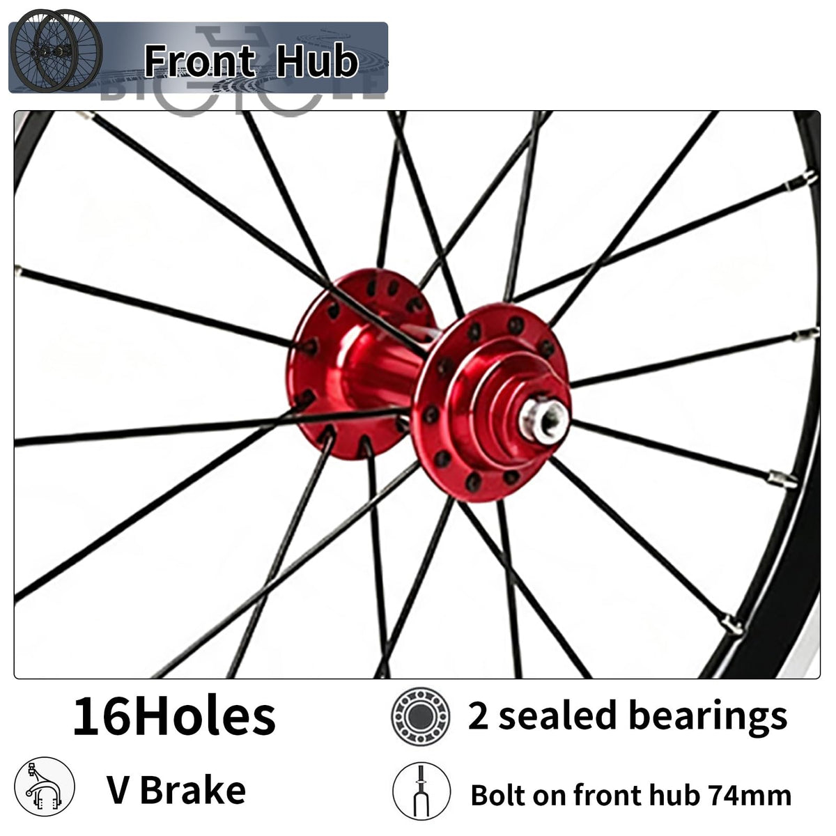 14inch 412 V-Brake Folding Bike Wheelset Z898