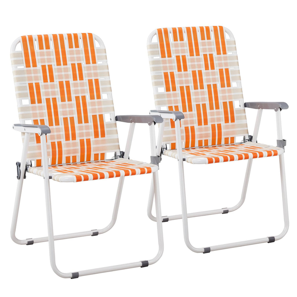Folding Webbed Chair Set of 2 Steel Frame 300lbs Capacity R88870