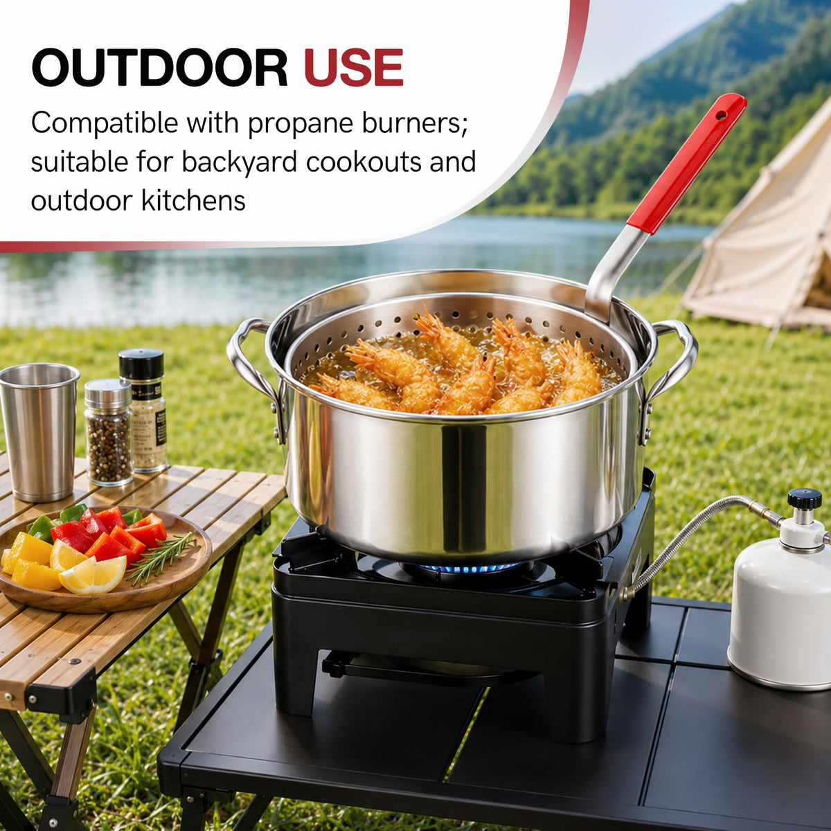 10 QT Stainless Steel Deep Fryer Pot with Basket P69271