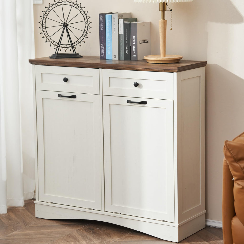 Antique White Tilt Out Trash Cabinet K57651